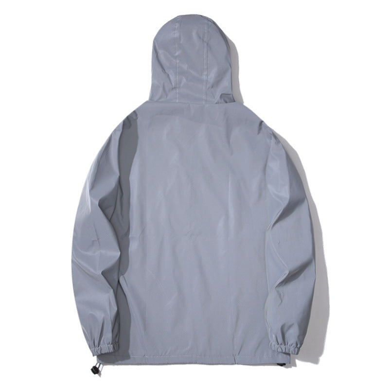 "Unisex Reflective Windbreaker Jacket – Lightweight, Water-Resistant, Luminous Design"