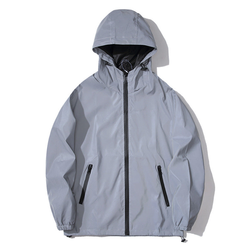 "Unisex Reflective Windbreaker Jacket – Lightweight, Water-Resistant, Luminous Design"