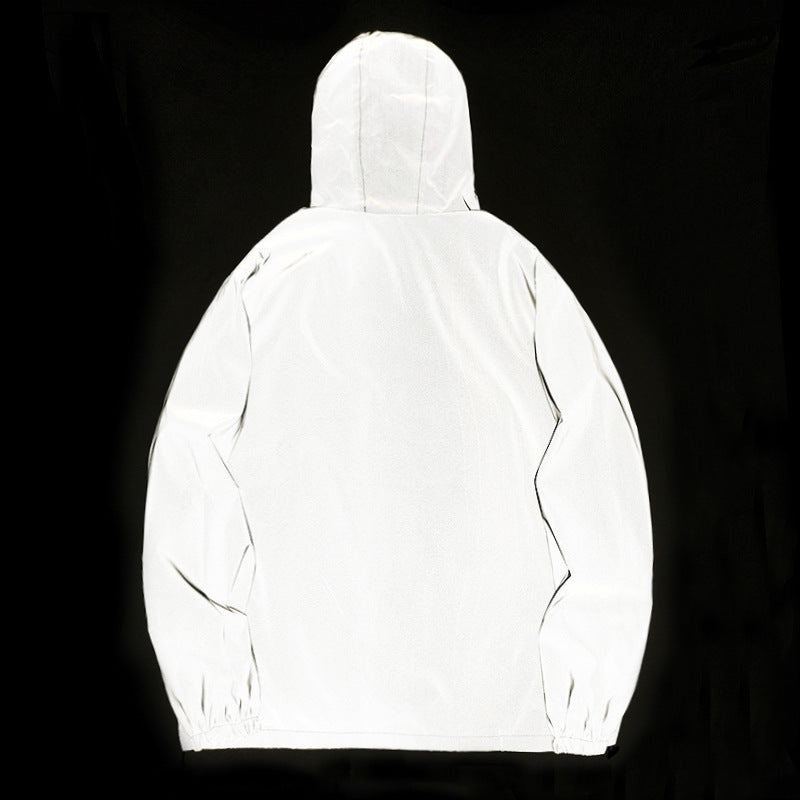 "Unisex Reflective Windbreaker Jacket – Lightweight, Water-Resistant, Luminous Design"