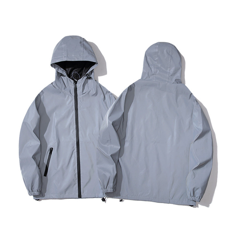 "Unisex Reflective Windbreaker Jacket – Lightweight, Water-Resistant, Luminous Design"