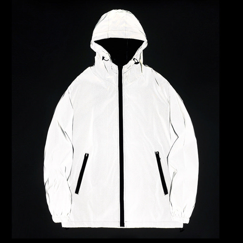 "Unisex Reflective Windbreaker Jacket – Lightweight, Water-Resistant, Luminous Design"